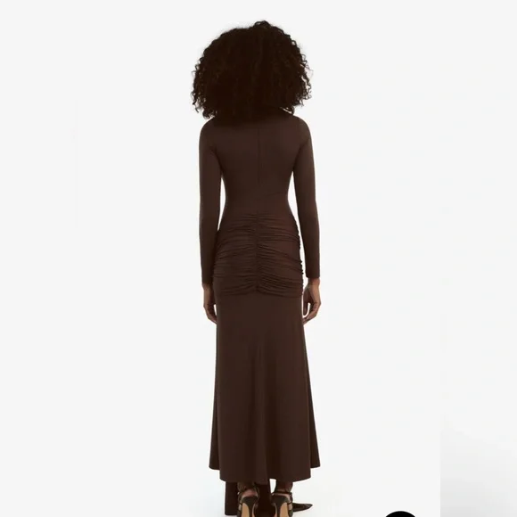 Bardot Alix Maxi Tie Front Dress In Chocolate - Picture 2 of 6